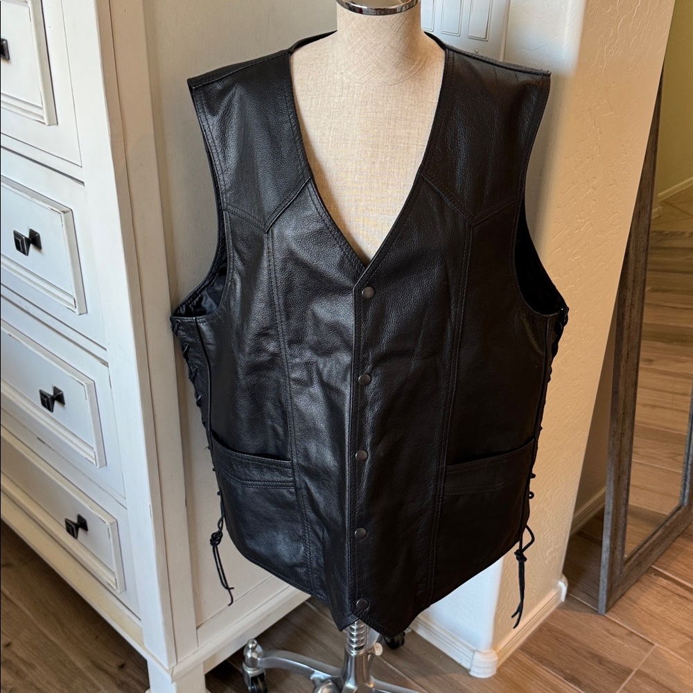 Highway Leather XL leather side tie vest